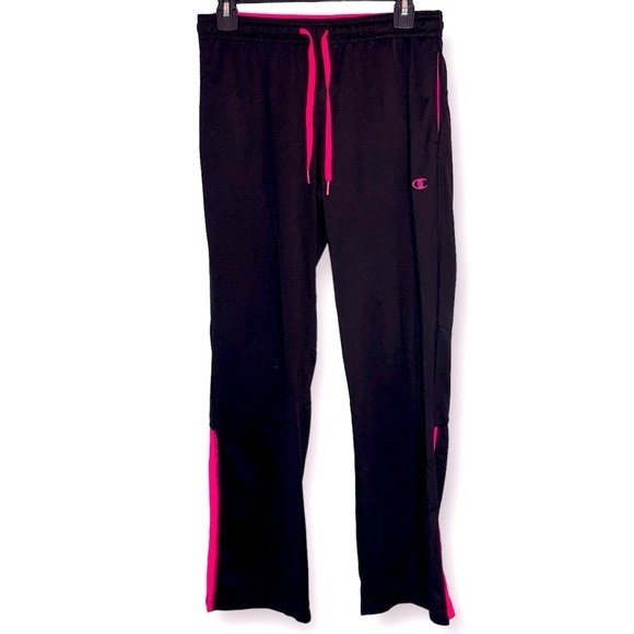 Champion Black Pink Athletic Drawstring Track Pants Size Small - Picture 1 of 9